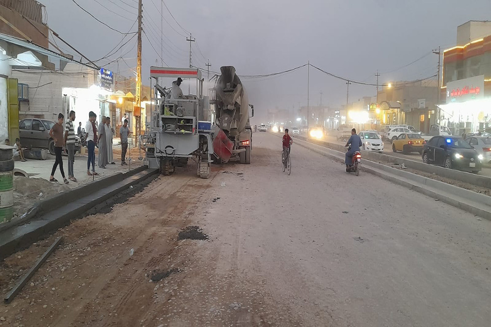 Implementation of one of the main streets in Samarra district, Salah al-Din Governorate