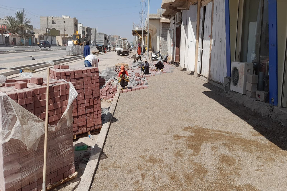 Implementation of one of the main streets in Samarra district, Salah al-Din Governorate