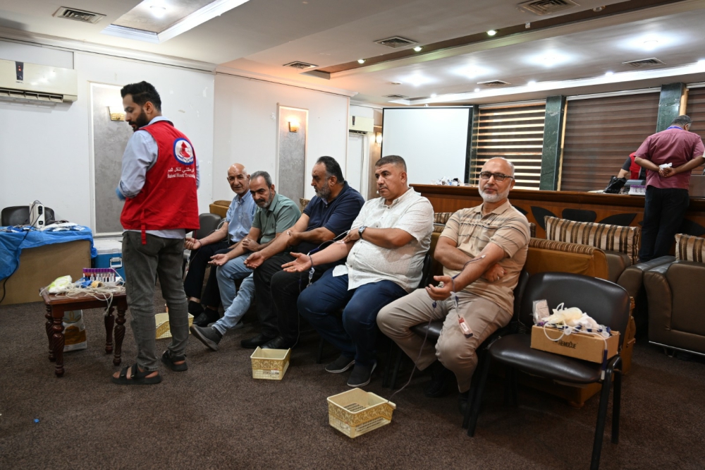  Al-Fao General Engineering Company—an entity under the Ministry of Construction, Housing, Municipalities, and Public Works—organized a blood donation drive. The event was coordinated by the company’s Media, Public Relations, Citizen Affairs, and Women's Affairs divisions, in collaboration with the Ministry’s Health Center and the National Blood Transfusion Center.