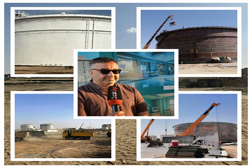 Construction of a crude oil storage tank at the Salah al-Din refinery in Baiji