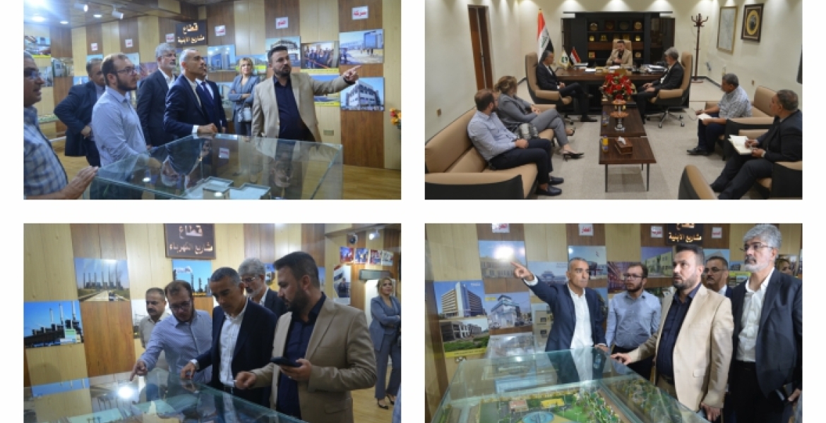 Engineer Imad Tawfiq Al Mirza, General Manager of Al-Fao Engineering Company, meets at the company’s headquarters with the director and representatives of the Turkish company (Gama)