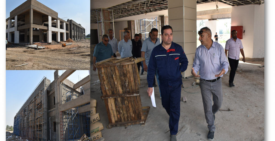 Mr. General Manager of Al-Fao General Engineering Company and Mr. Assistant General Manager visit the auditoriums halls building project at Al-Nahrain University