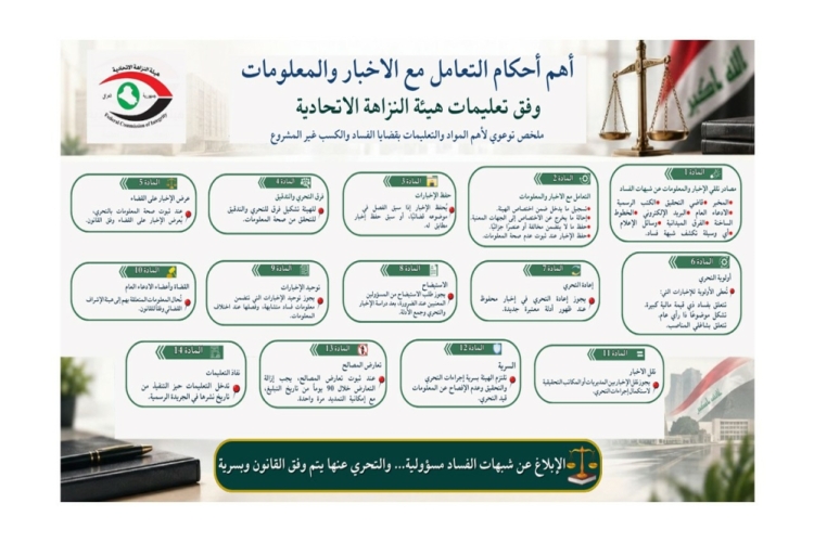 اهم احكام التعامل مع الاخبار والمعلومات وفق تعليمات هيئة النزاهة الاتحادية 