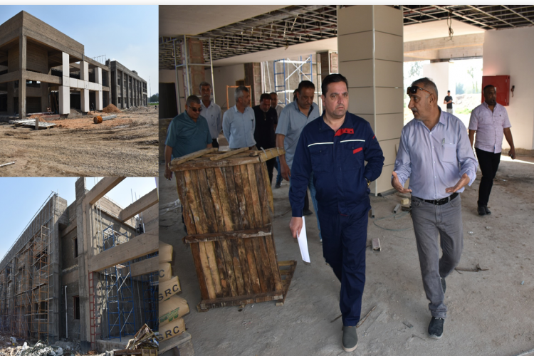Mr. General Manager of Al-Fao General Engineering Company and Mr. Assistant General Manager visit the auditoriums halls building project at Al-Nahrain University